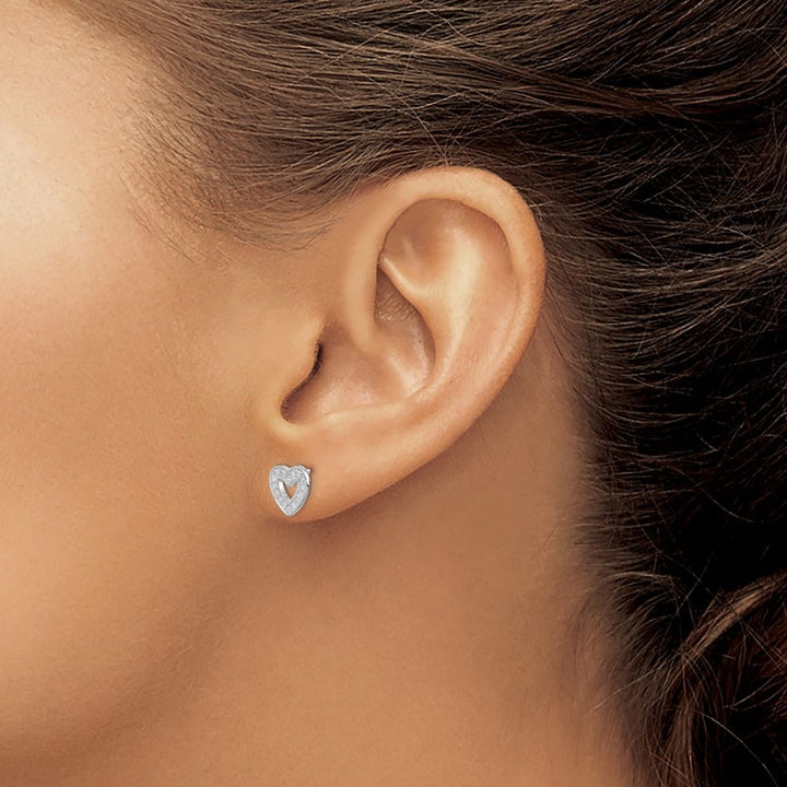 Sterling Silver 9mm CZ Heart Post Earrings