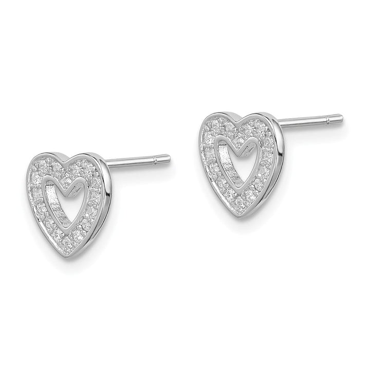 Sterling Silver 9mm CZ Heart Post Earrings