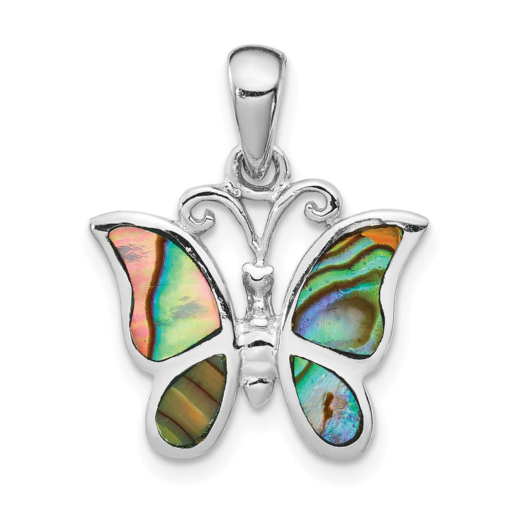 Sterling Silver Abalone Butterfly Pendant