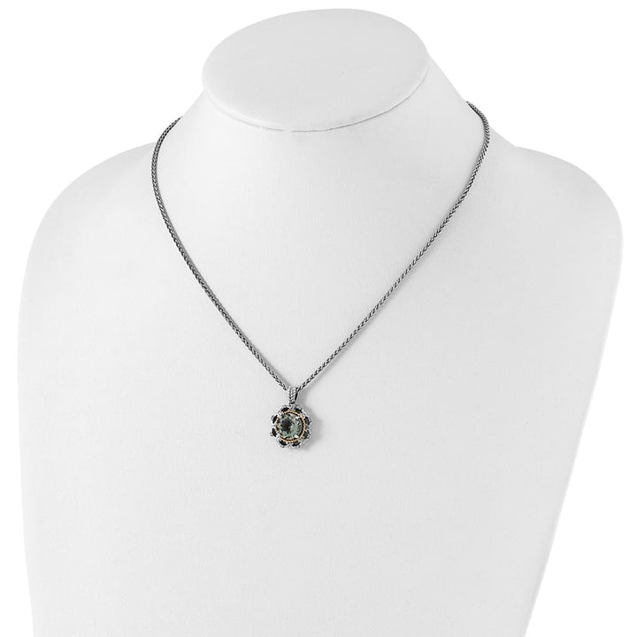 Sterling Silver Accent Green Quartz and Diamond 18 inch Necklace