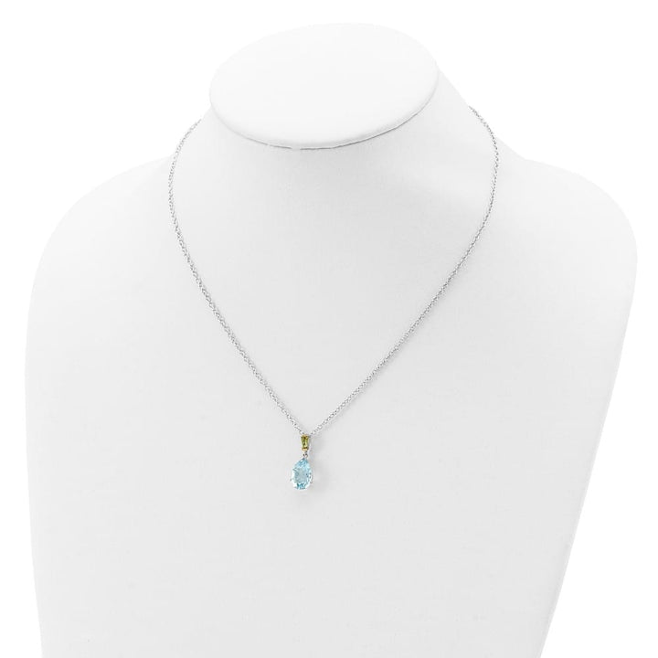 Sterling Silver Accent Sky Blue Topaz and Peridot 20 inch Necklace