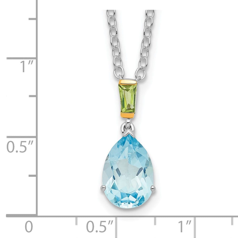 Sterling Silver Accent Sky Blue Topaz and Peridot 20 inch Necklace