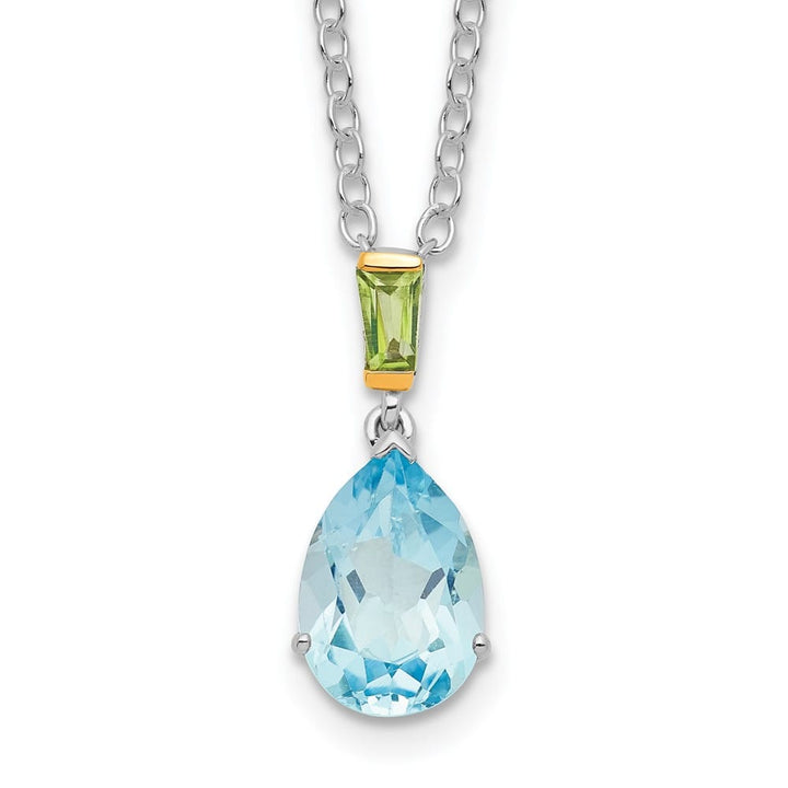 Sterling Silver Accent Sky Blue Topaz and Peridot 20 inch Necklace