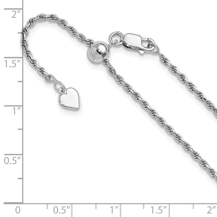 Sterling Silver Adjustable 2mm D.C. Rope Chain