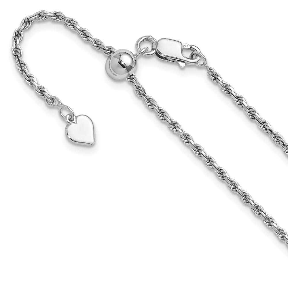 Sterling Silver Adjustable 2mm D.C. Rope Chain