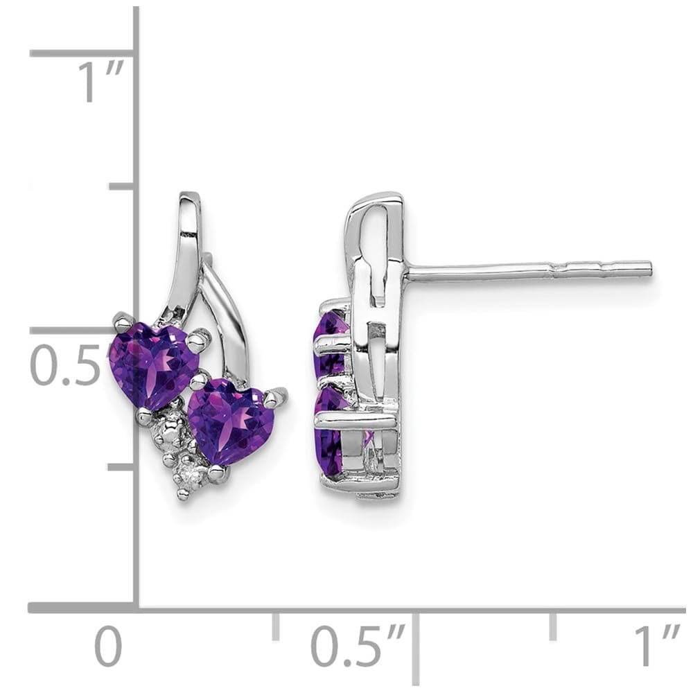 Sterling Silver Amethyst and Diamond 14 x 8 mm Earrings, view 4 of 4