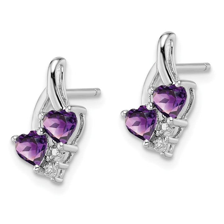 Sterling Silver Amethyst and Diamond 14 x 8 mm Earrings, view 2 of 4