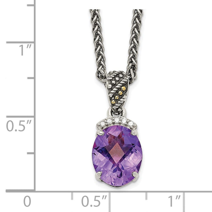 Sterling Silver Amethyst and Diamond 18 inch Necklace
