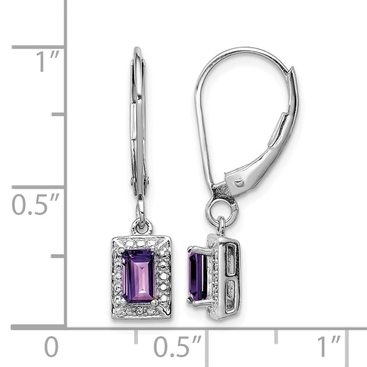 Sterling Silver Amethyst and Diamond 24 x 5 mm Earrings, view 4 of 4