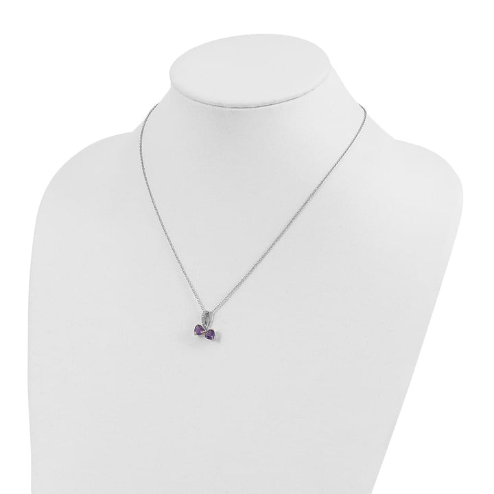 Sterling Silver Amethyst and Diamond Heart 20 inch Necklace