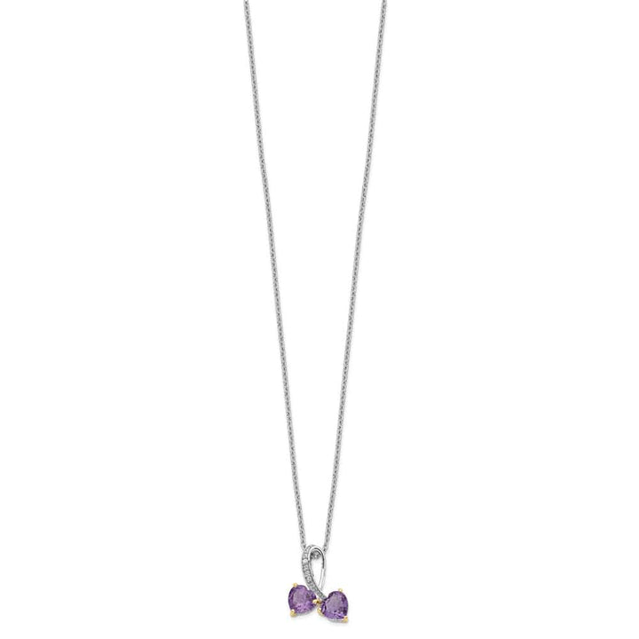 Sterling Silver Amethyst and Diamond Heart 20 inch Necklace