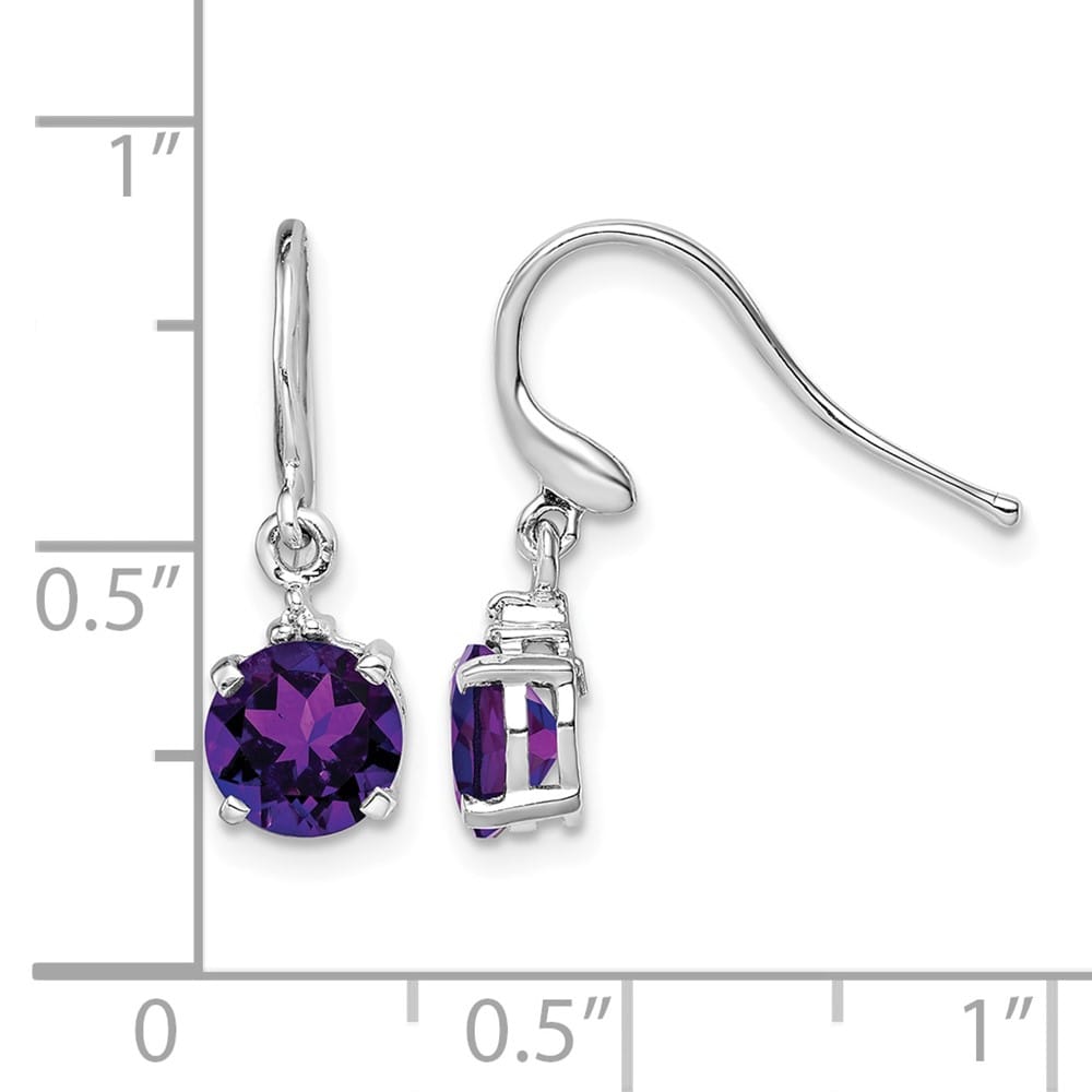 Sterling Silver Amethyst and Diamond Wire Earrings, view 4 of 4