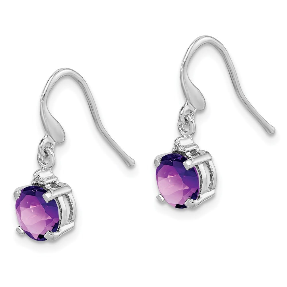Sterling Silver Amethyst and Diamond Wire Earrings, view 2 of 4