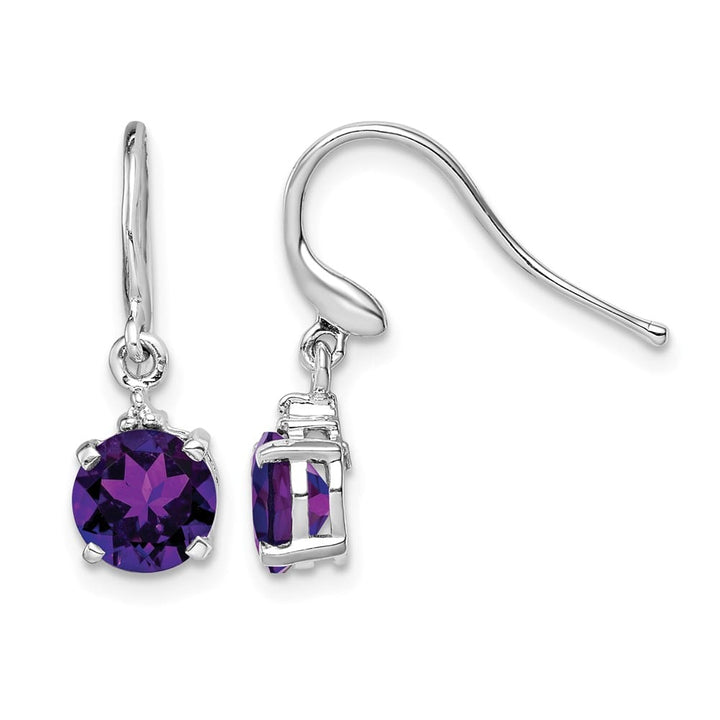 Sterling Silver Amethyst and Diamond Wire Earrings, view 1 of 4