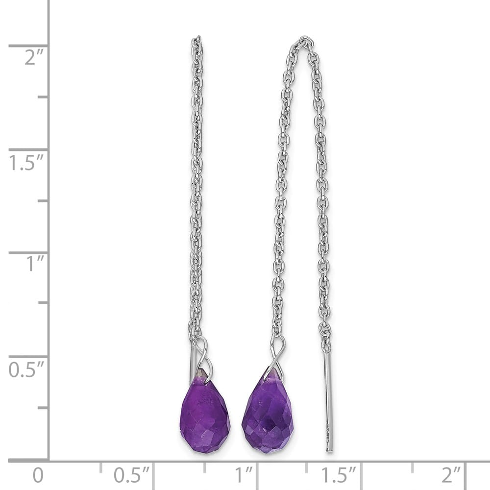 Sterling Silver Amethyst Bead Dangle Earrings, view 4 of 4