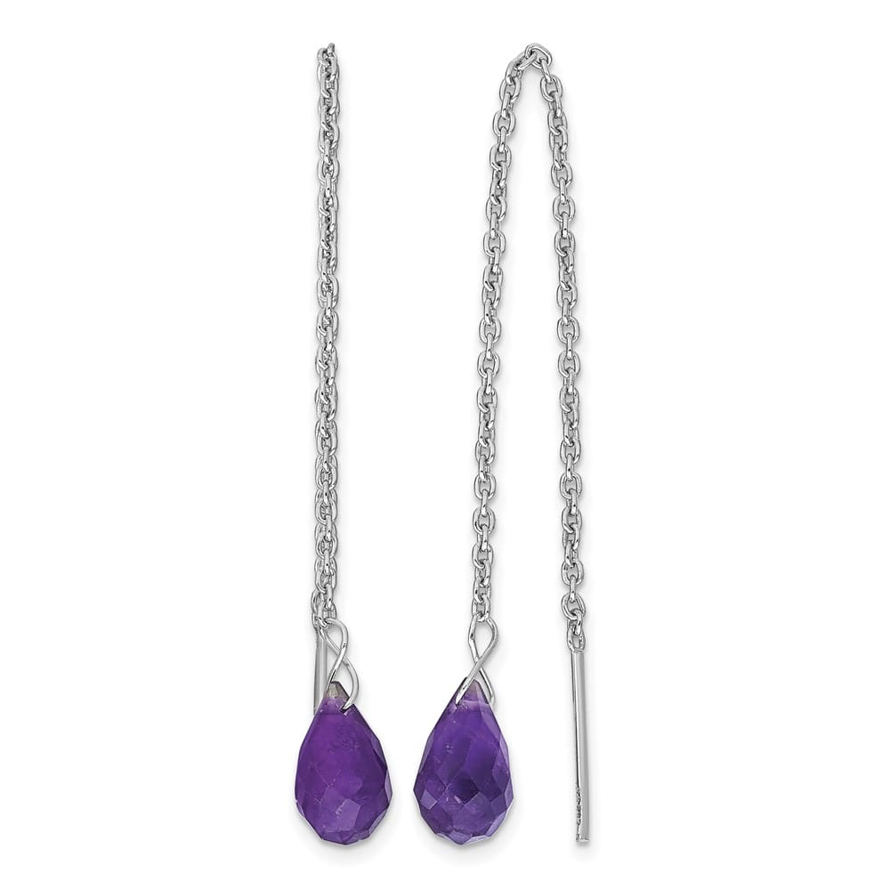 Sterling Silver Amethyst Bead Dangle Earrings, view 1 of 4