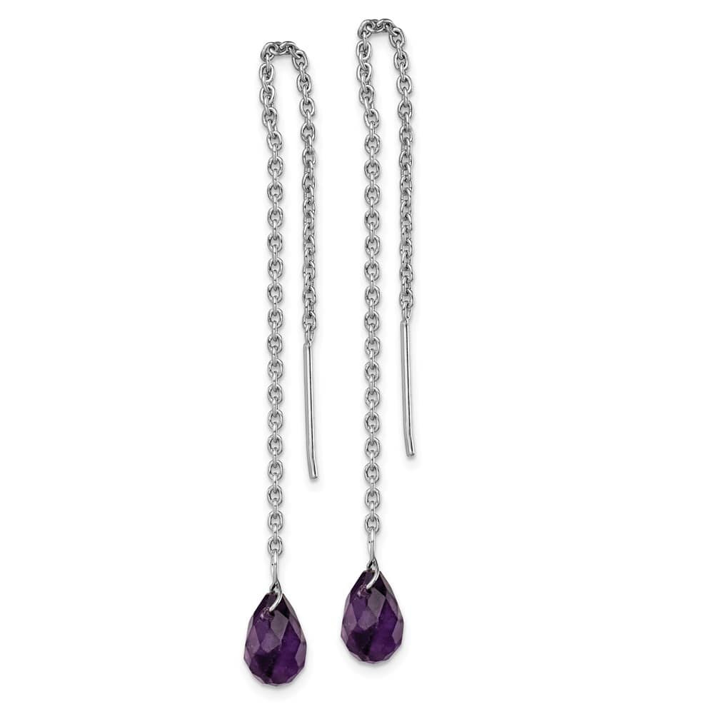Sterling Silver Amethyst Bead Dangle Earrings, view 2 of 4