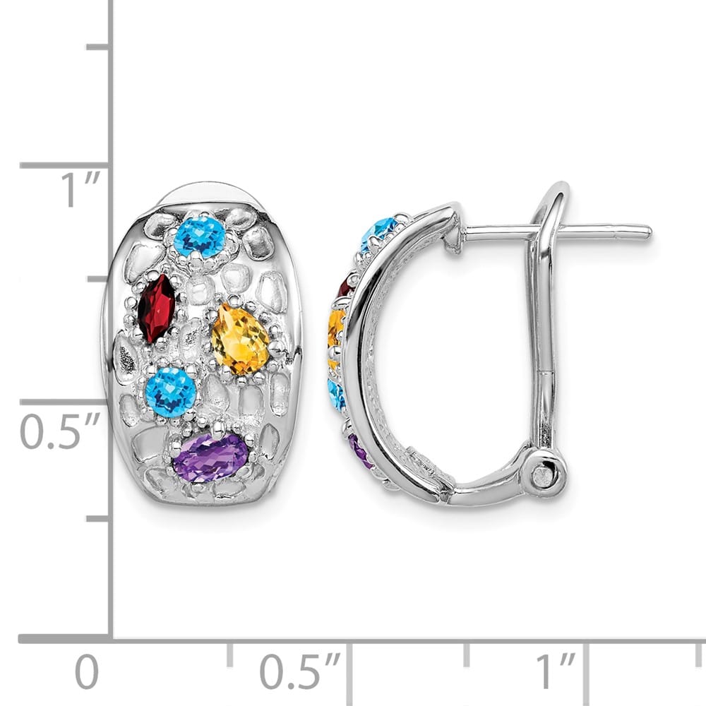 Sterling Silver Amethyst/Blue Topaz/Garnet/Citrine Omega Back Earrings, view 4 of 4