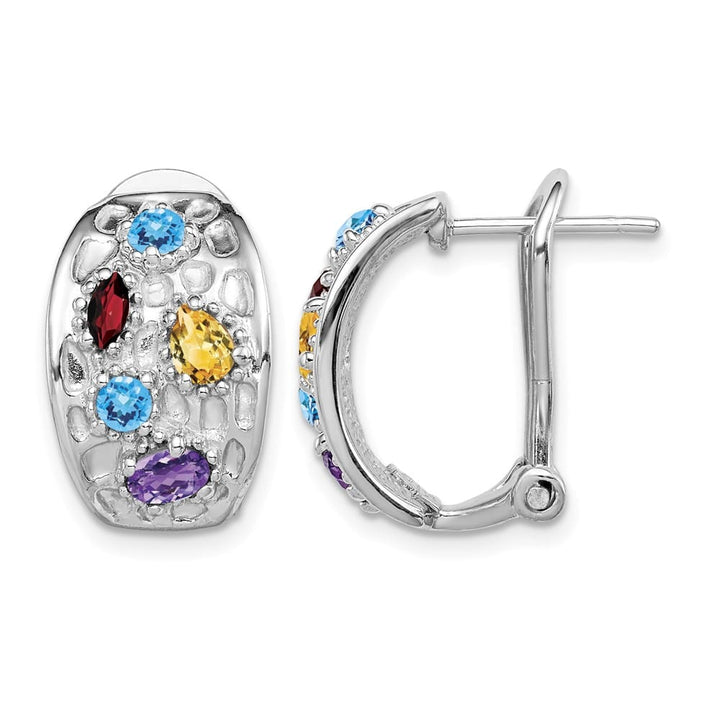Sterling Silver Amethyst/Blue Topaz/Garnet/Citrine Omega Back Earrings, view 1 of 4