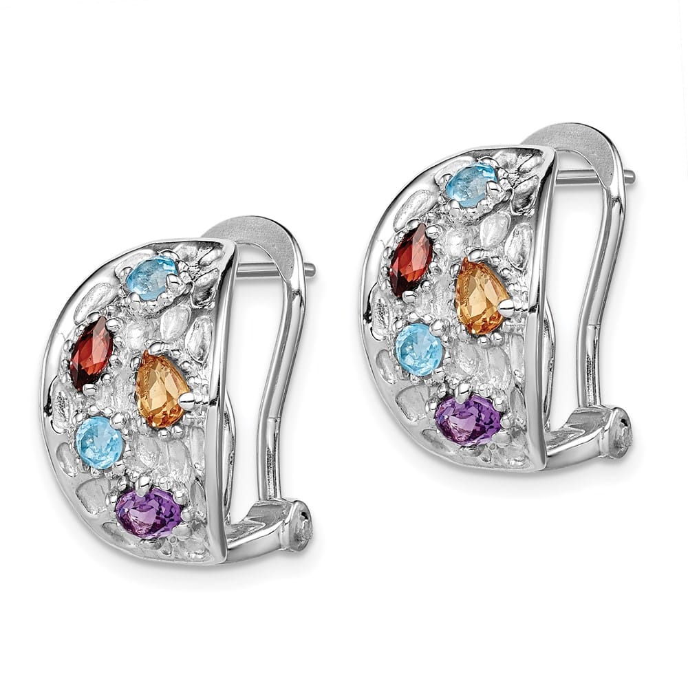 Sterling Silver Amethyst/Blue Topaz/Garnet/Citrine Omega Back Earrings, view 2 of 4