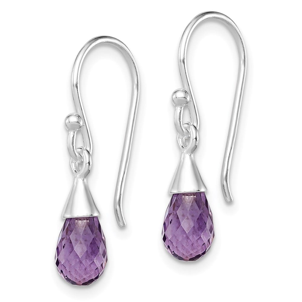 Sterling Silver Amethyst Dangle 25 x 5 mm Earrings, view 2 of 4