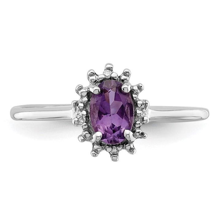 Sterling Silver Amethyst & Diamond Ring