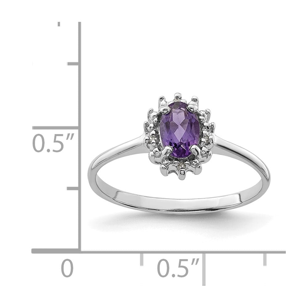 Sterling Silver Amethyst & Diamond Ring