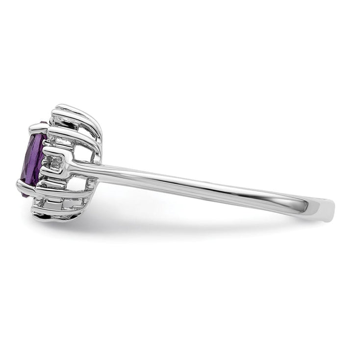 Sterling Silver Amethyst & Diamond Ring