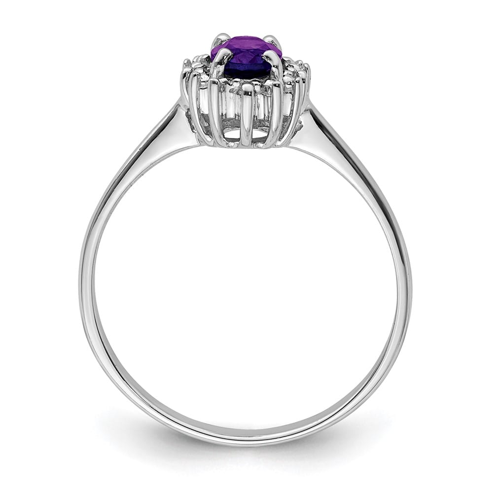 Sterling Silver Amethyst & Diamond Ring