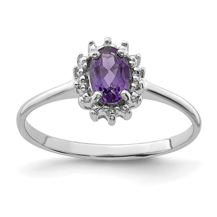 Sterling Silver Amethyst & Diamond Ring