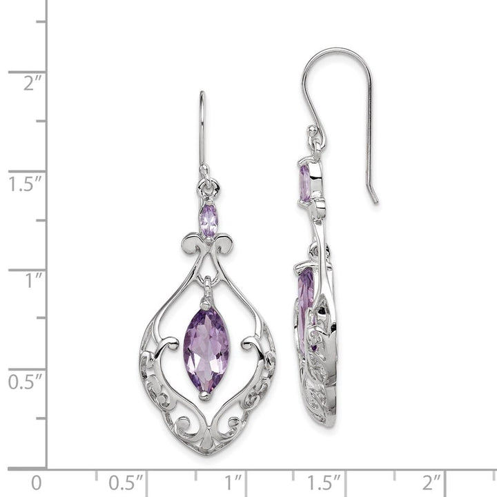 Sterling Silver Amethyst Fancy Dangle Earrings, view 4 of 4