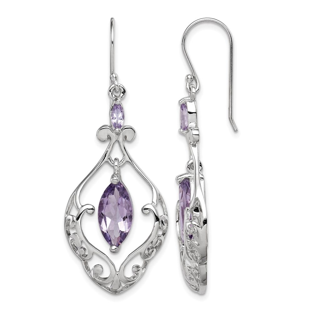 Sterling Silver Amethyst Fancy Dangle Earrings, view 1 of 4