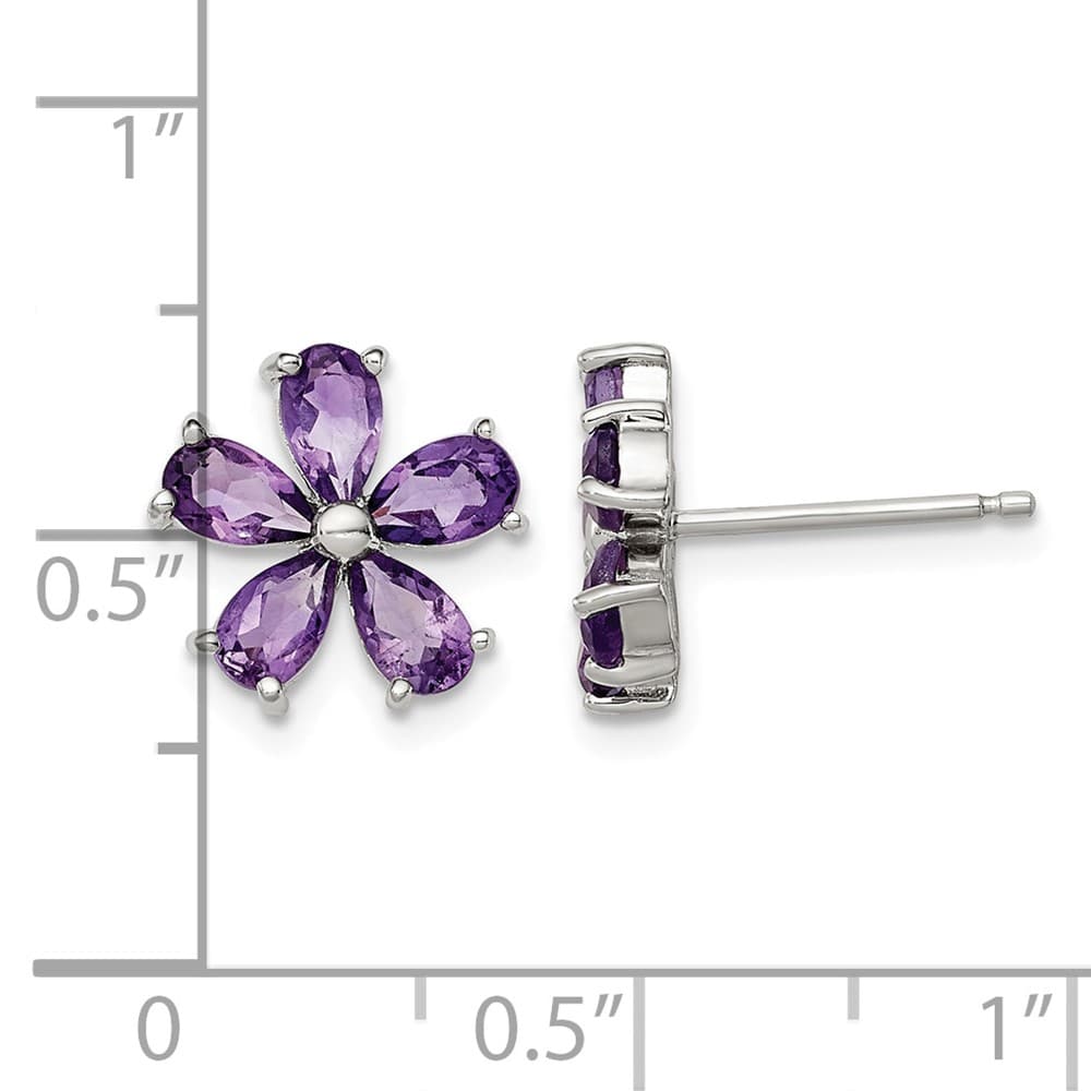 Sterling Silver Amethyst Floral Earrings, view 4 of 4