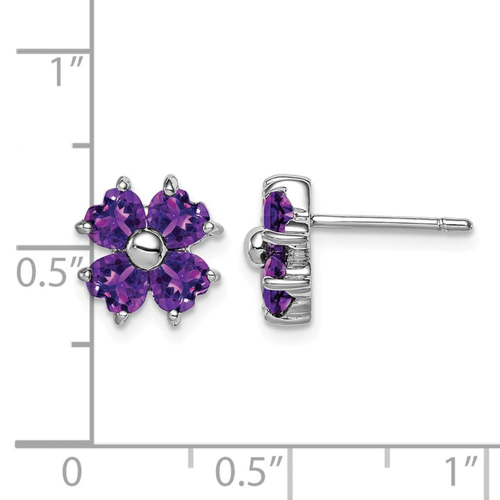 Sterling Silver Amethyst Flower Post Earrings, view 4 of 4