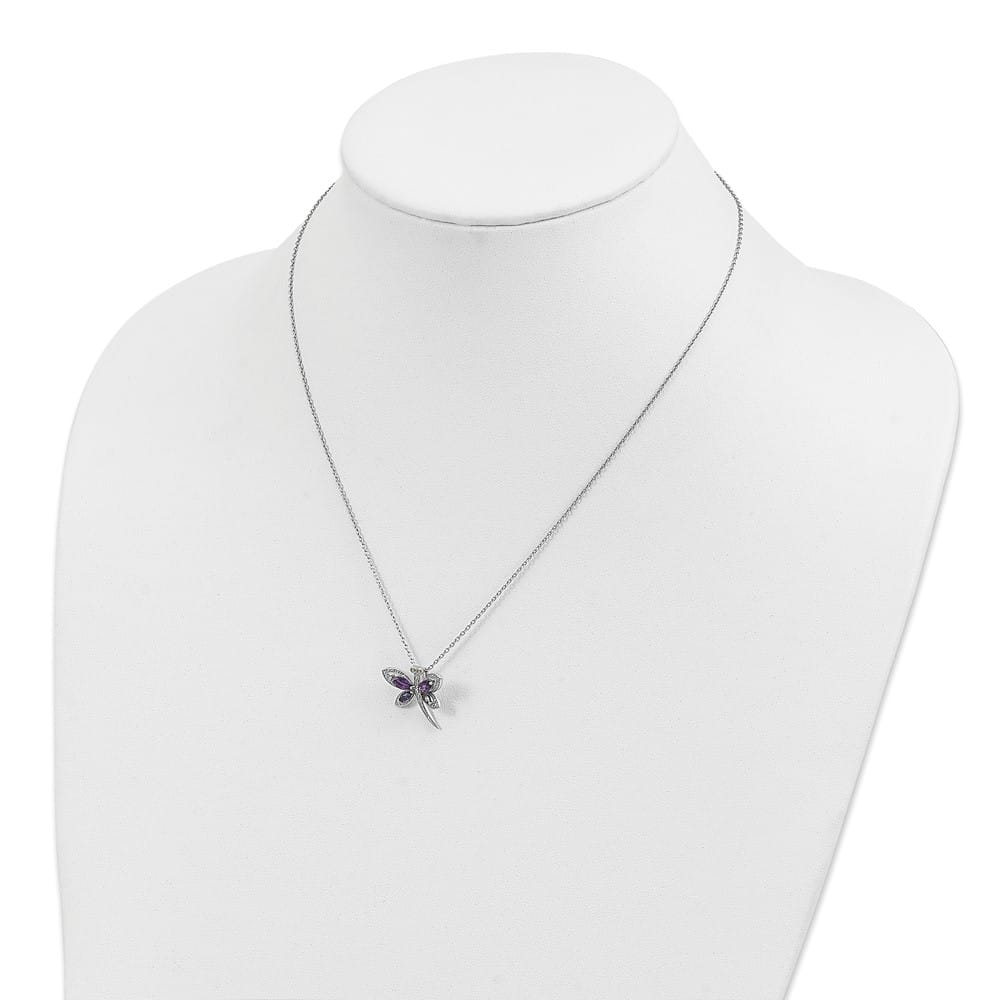 Sterling Silver Amethyst/Iolite/Diamond Inch 20 inch Necklace