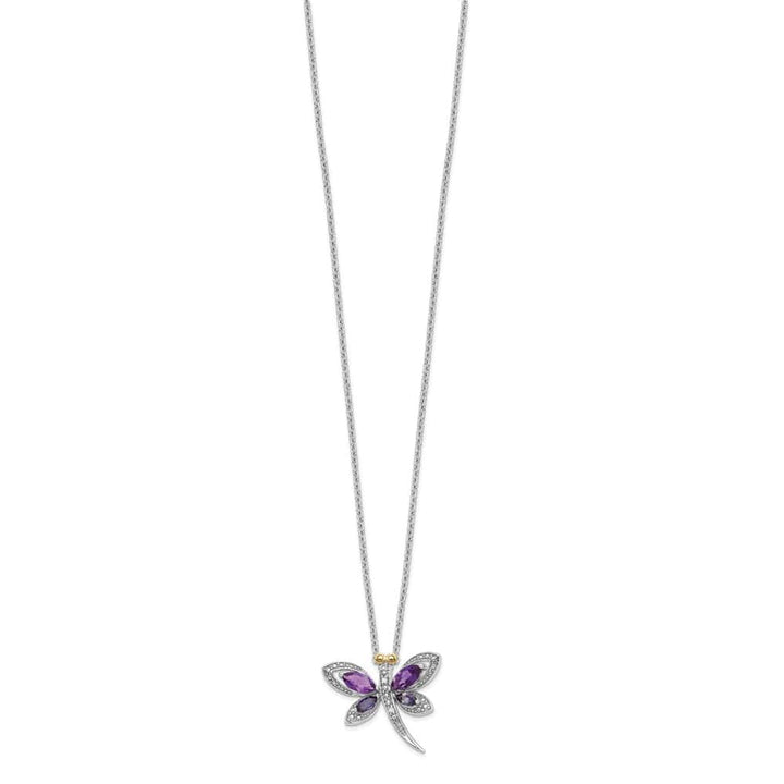 Sterling Silver Amethyst/Iolite/Diamond Inch 20 inch Necklace