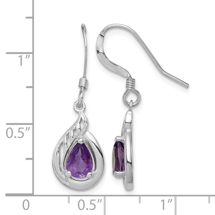 Sterling Silver Amethyst Polished Fancy Dangle Earrings, view 4 of 4