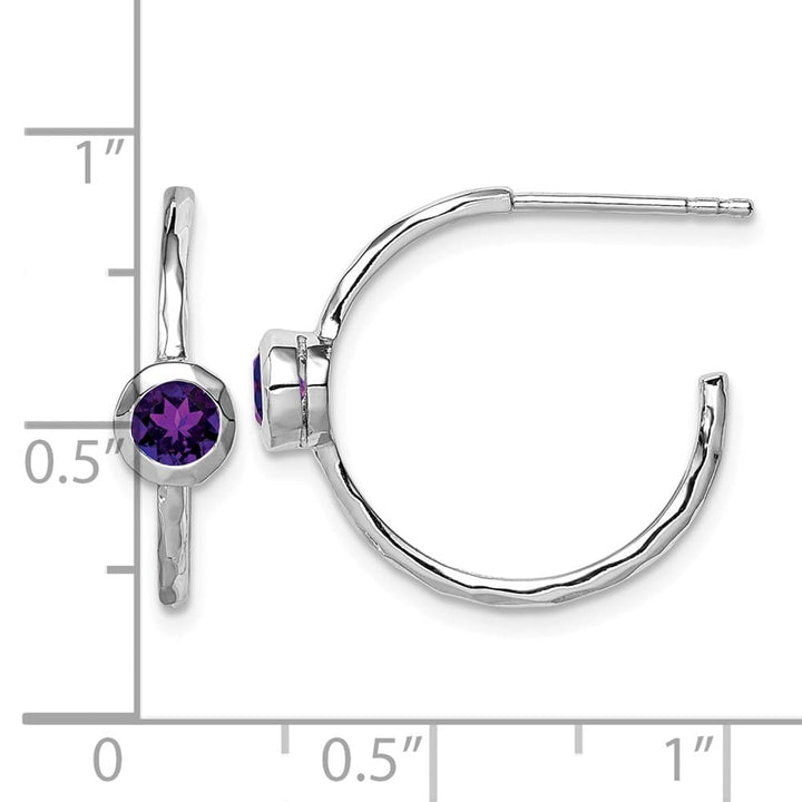 Sterling Silver Amethyst Post Hoop Earrings, view 4 of 4
