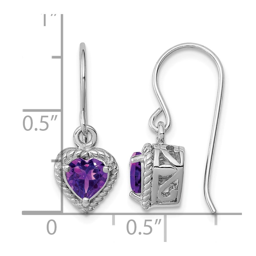 Sterling Silver Amethyst Small Heart Earrings, view 5 of 5