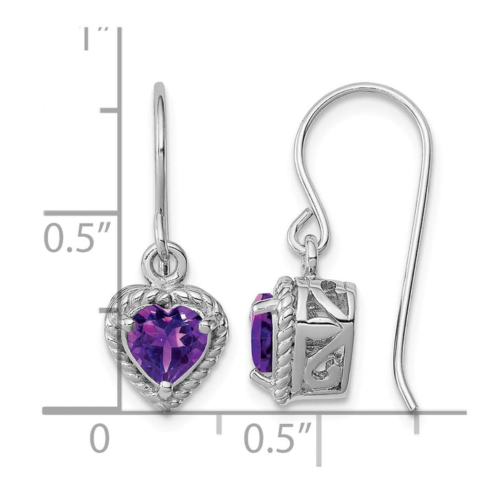 Sterling Silver Amethyst Small Heart Earrings, view 5 of 5