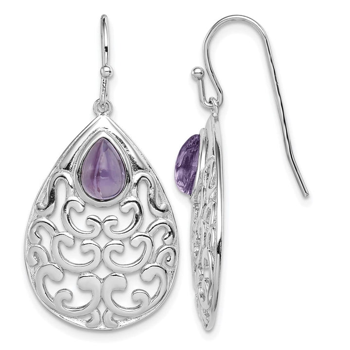 Sterling Silver Amethyst Teardrop Shepherd Hook Earrings, view 1 of 4