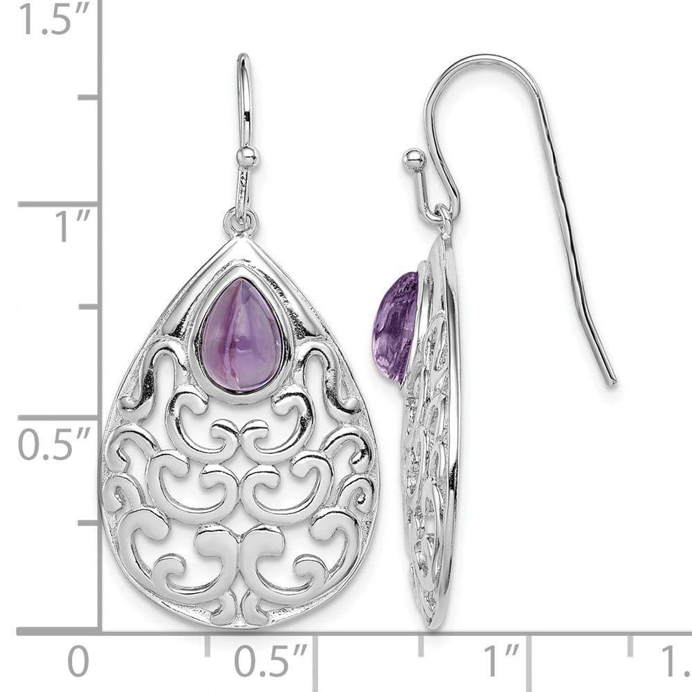 Sterling Silver Amethyst Teardrop Shepherd Hook Earrings, view 4 of 4