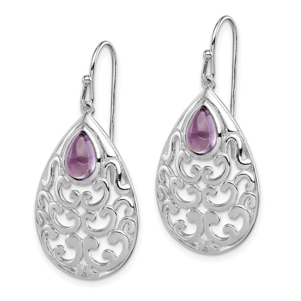 Sterling Silver Amethyst Teardrop Shepherd Hook Earrings, view 2 of 4