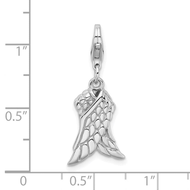 Sterling Silver Amore La Vita 3-D Wings with Fancy Lobster Clasp Charm
