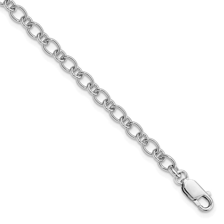 Sterling Silver Amore La Vita 5.25mm Oval and Round Link Charm Anklet — .925 sterling silver, 9 inches long, lobster clasp, 6.80 g
