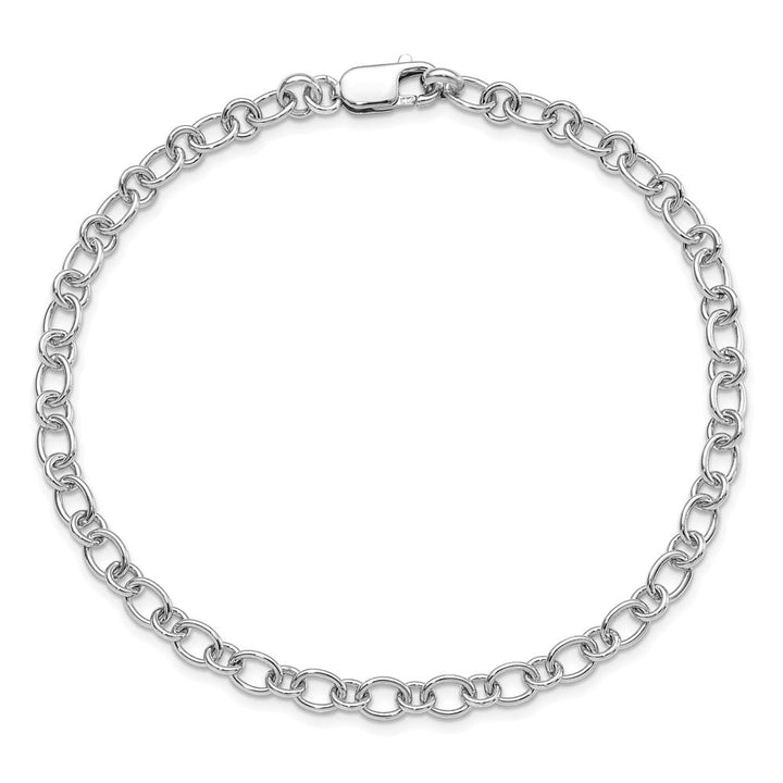 Sterling Silver Amore La Vita 5.25mm Oval and Round Link Charm Anklet