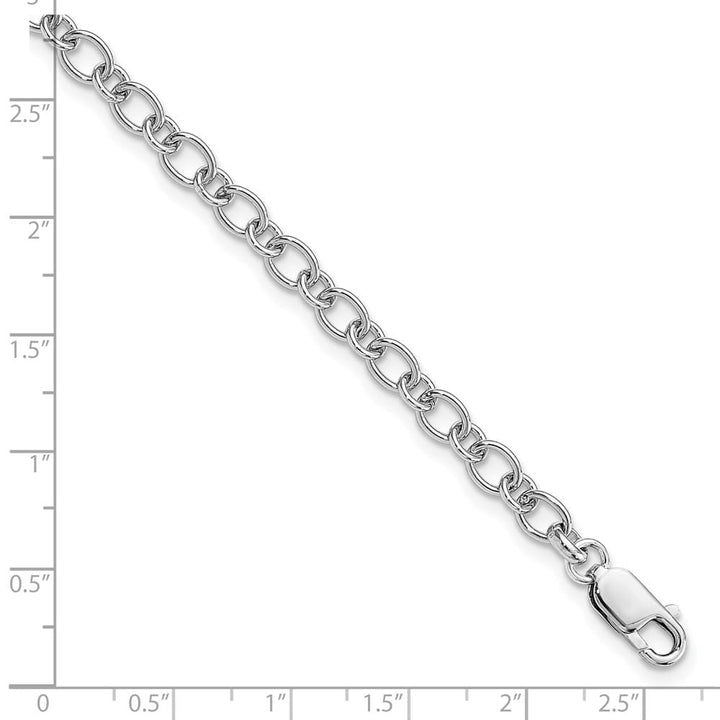 Sterling Silver Amore La Vita 5.25mm Oval and Round Link Charm Anklet