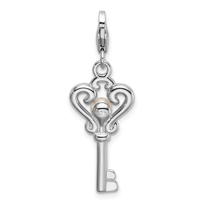 Sterling Silver Amore La Vita White Freshwater Pearl Key Charm