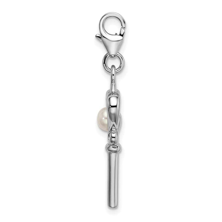 Sterling Silver Amore La Vita White Freshwater Pearl Key Charm