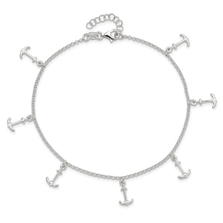 Sterling Silver Anchor Charms Anklet